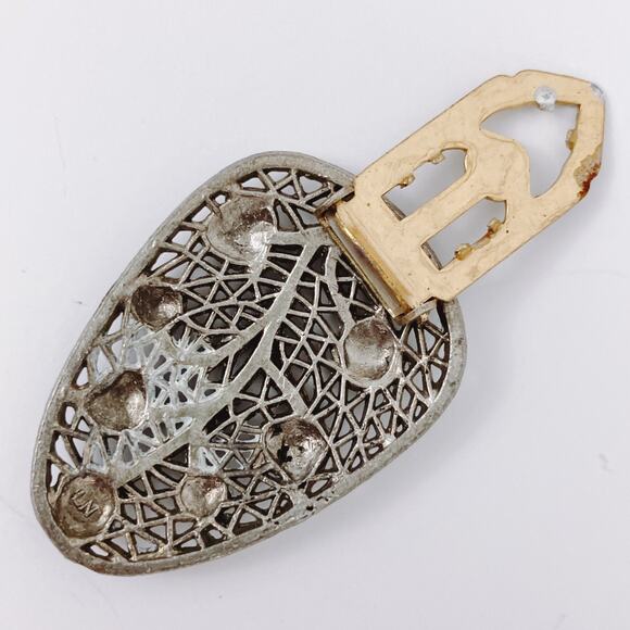 Vintage 1930s Signed LN Dress Clip Floral Openwork Silver Tone - Picture 7 of 15